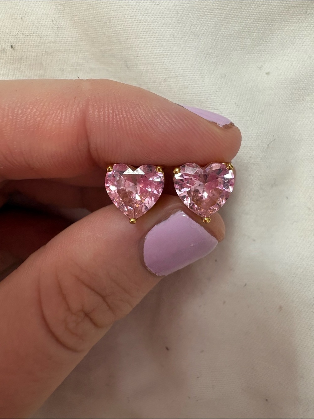 Kate Spade Swarovski Pink Heart Crystal Stud Earrings - Gold Setting
